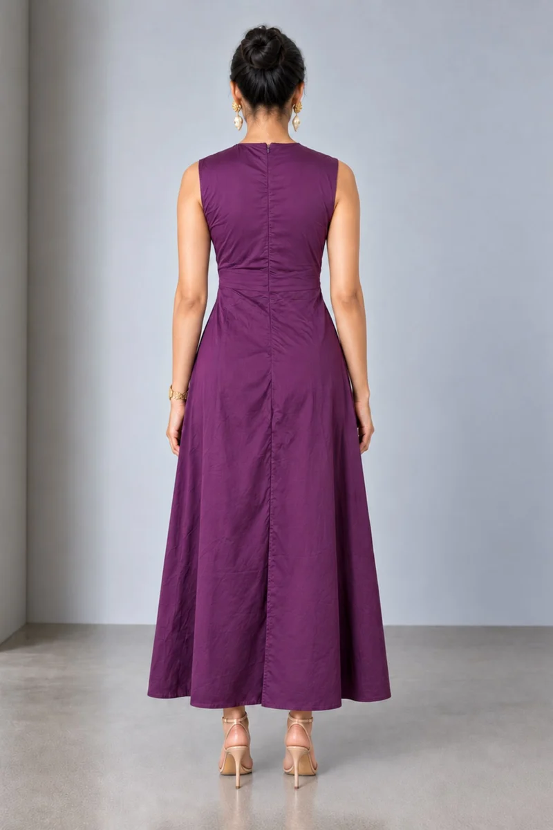 Lysandra|Viscose Chain Detail Draped Maxi Dress