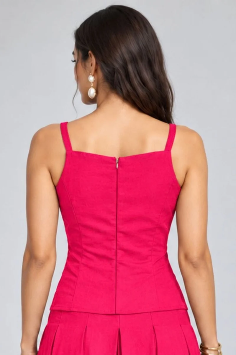 Cygne|Viscose Heart Button Peplum Waistcoat