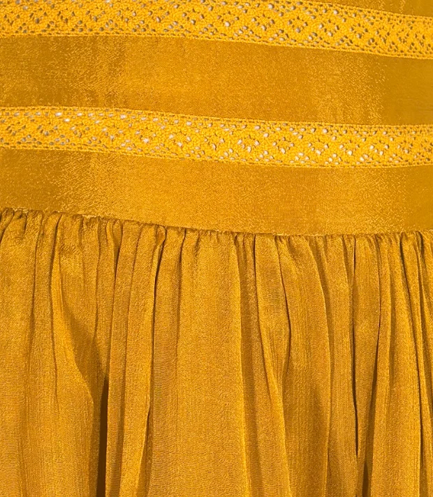 Ambria|Viscose Vneck Lace Detail Fit Flare Dres