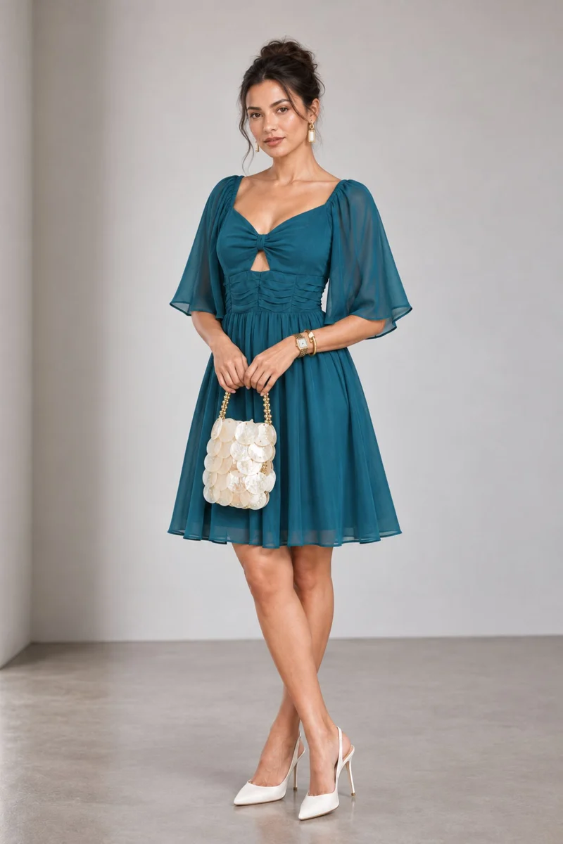 Lysette|Viscose Sweetheart Cutout Mini Dress