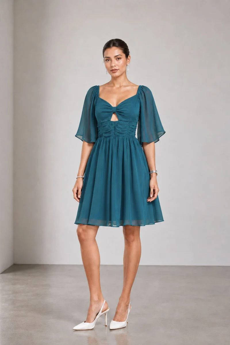 Lysette|Viscose Sweetheart Cutout Mini Dress