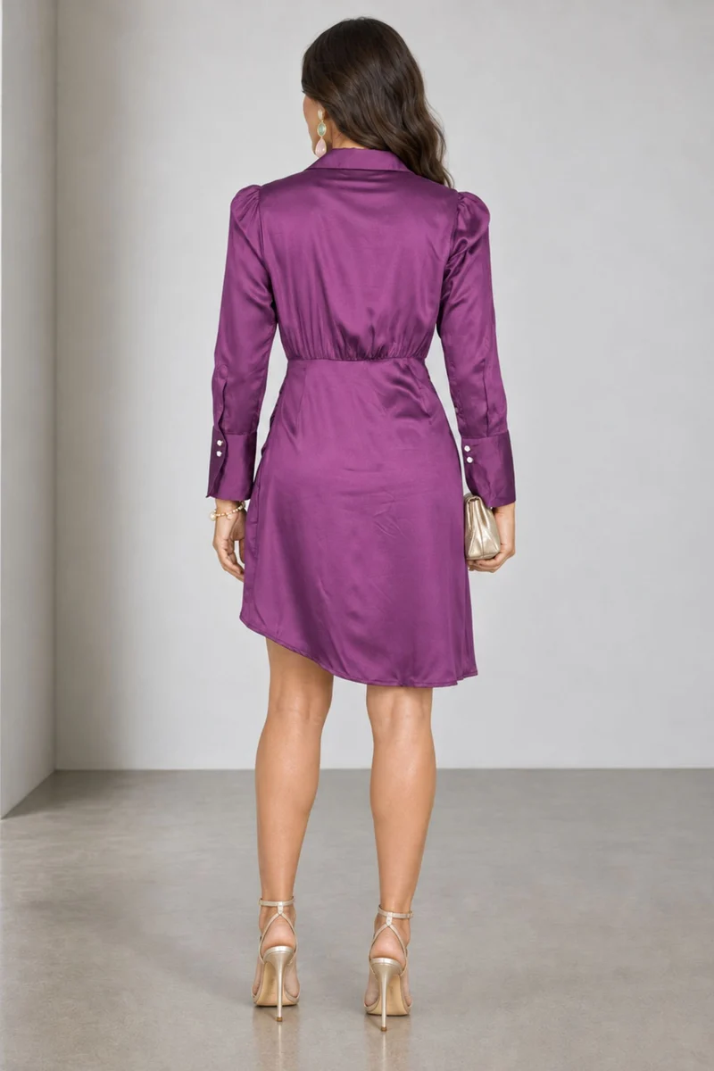 Marisse|Viscose Embellished Ruched Mini Dress