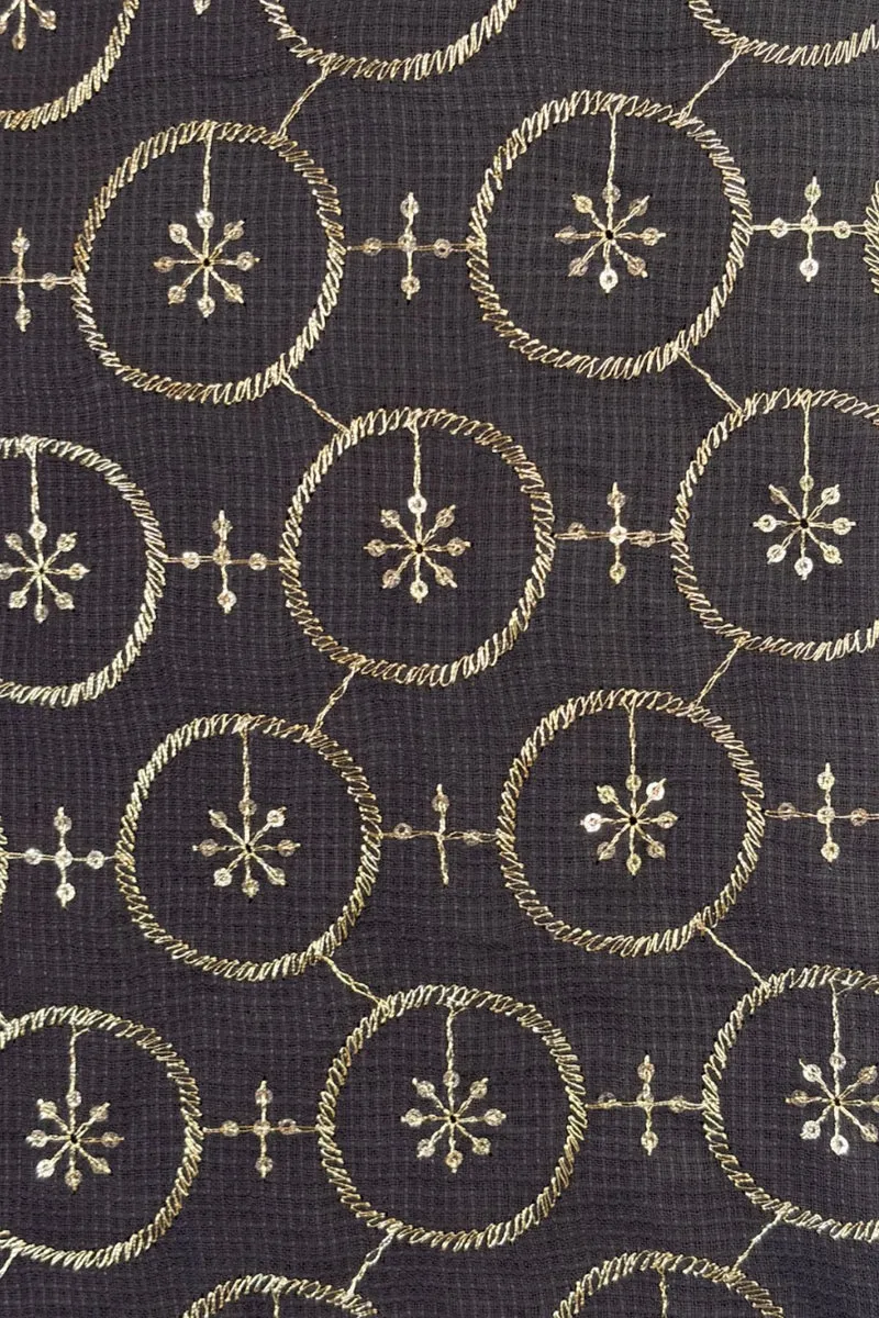 Velune|Cotton Embroidered Deep Vneck Dress
