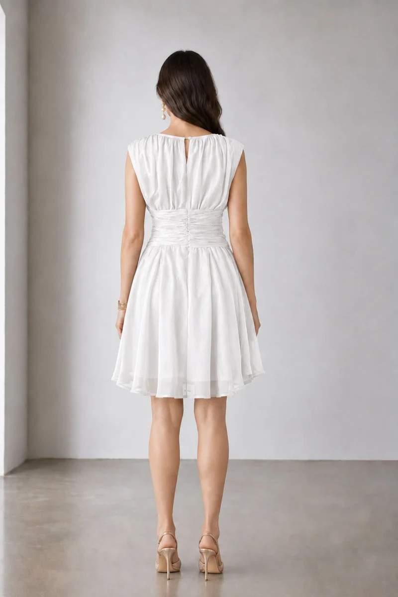 Nerise|Viscose Ruched Waist Mini Dress