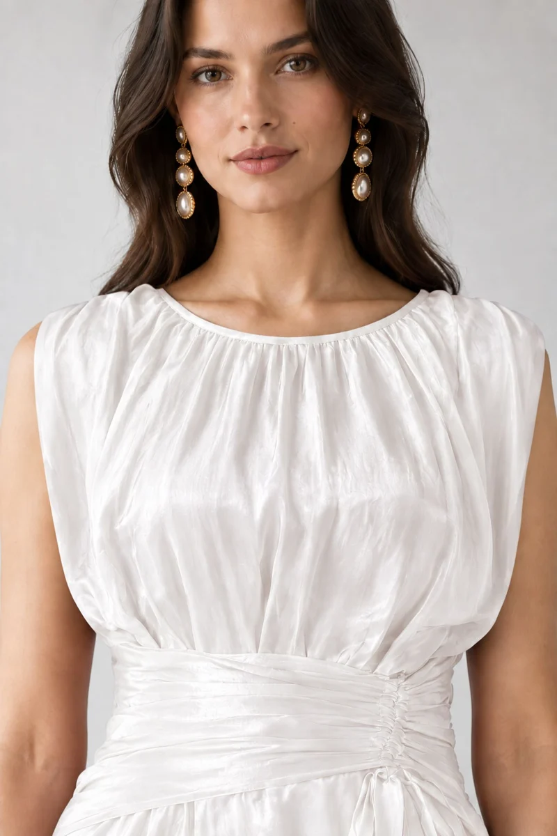Nerise|Viscose Ruched Waist Mini Dress