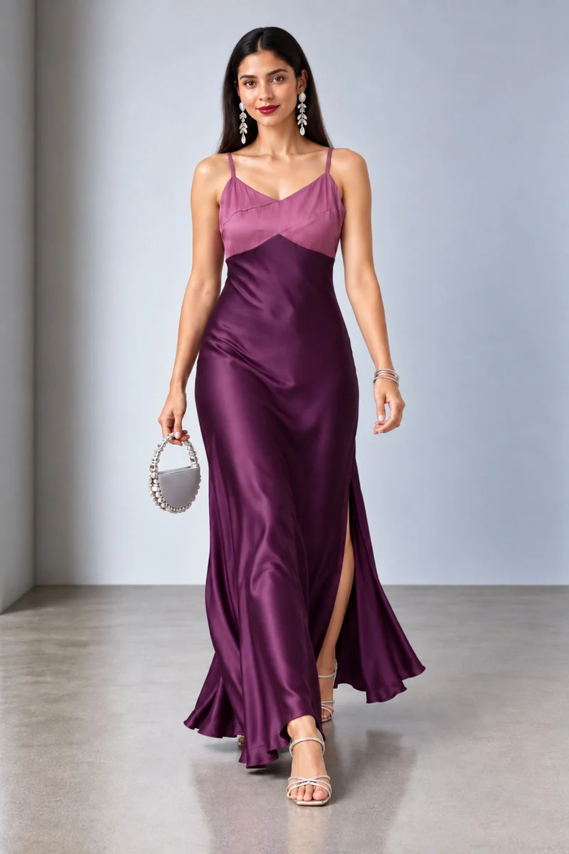 Lucira|Cotton Contrast Paneled Maxi Dress