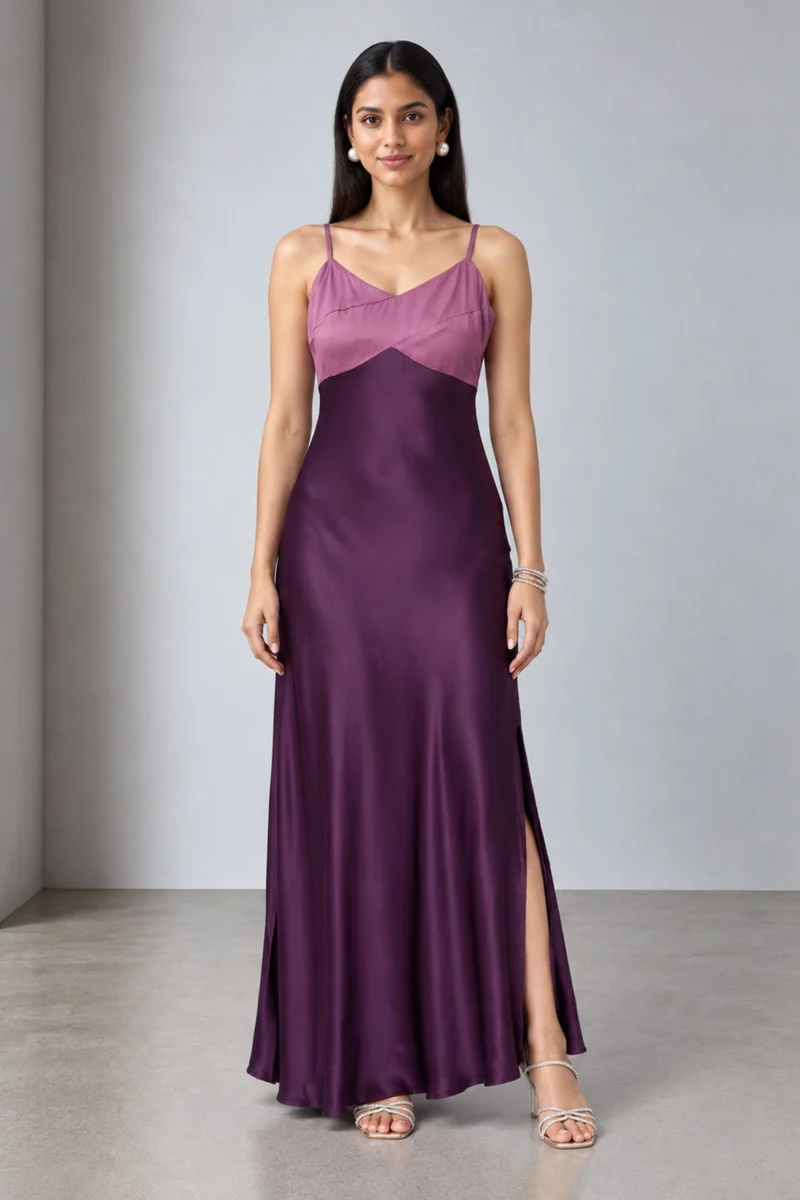 Lucira|Cotton Contrast Paneled Maxi Dress