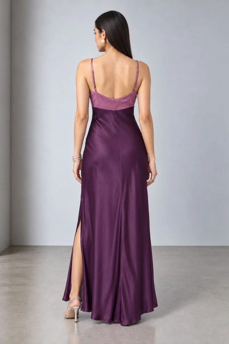 Lucira|Cotton Contrast Paneled Maxi Dress