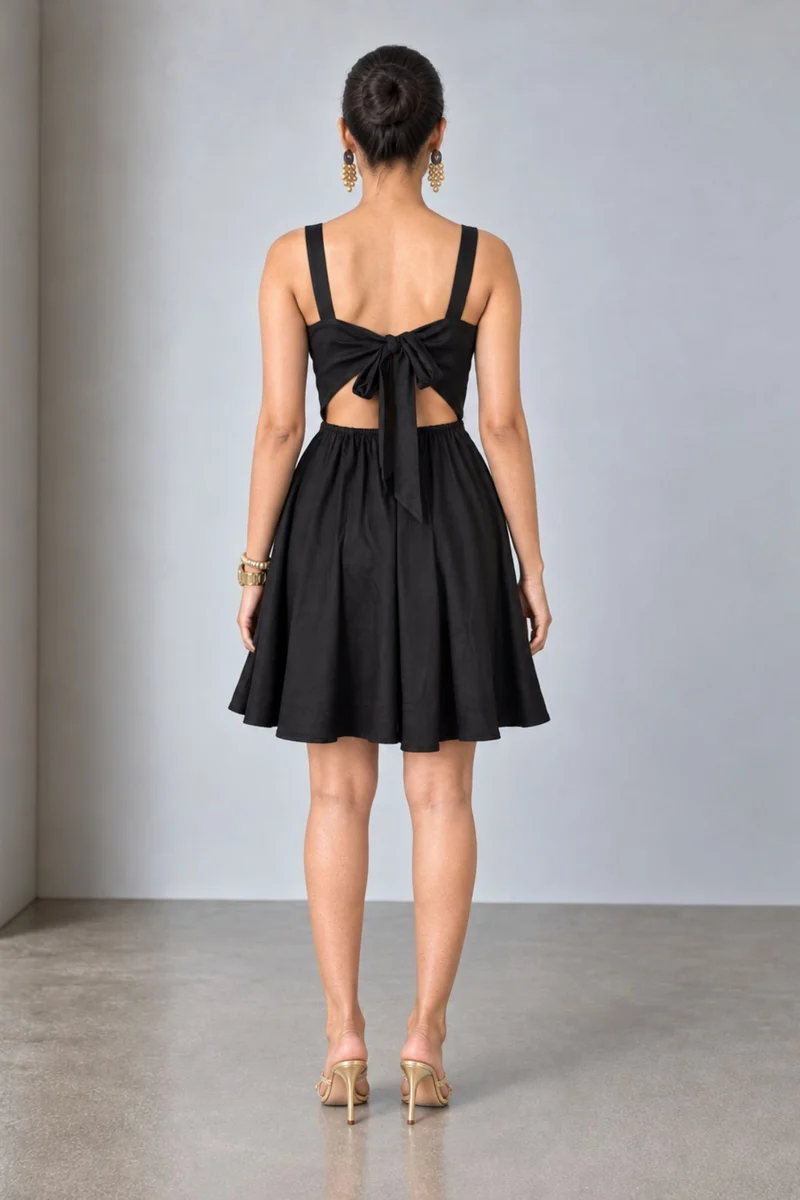 Coriva|Viscose Embellished Waist Tieback Mini Dre