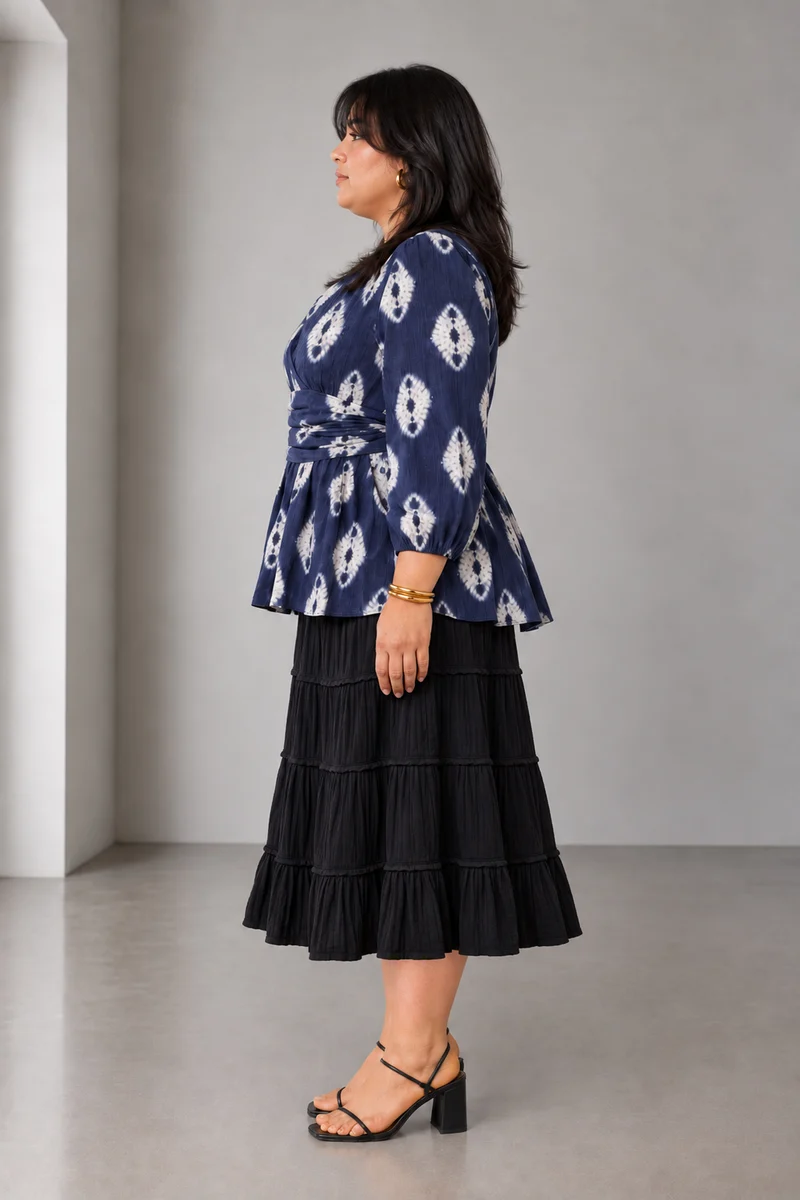 Ondine|Viscose Gathered Waist Peplum Top