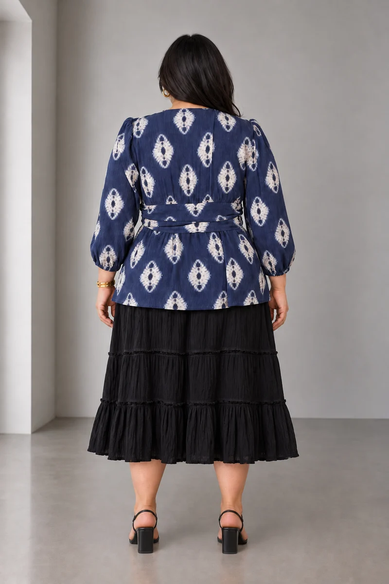 Ondine|Viscose Gathered Waist Peplum Top