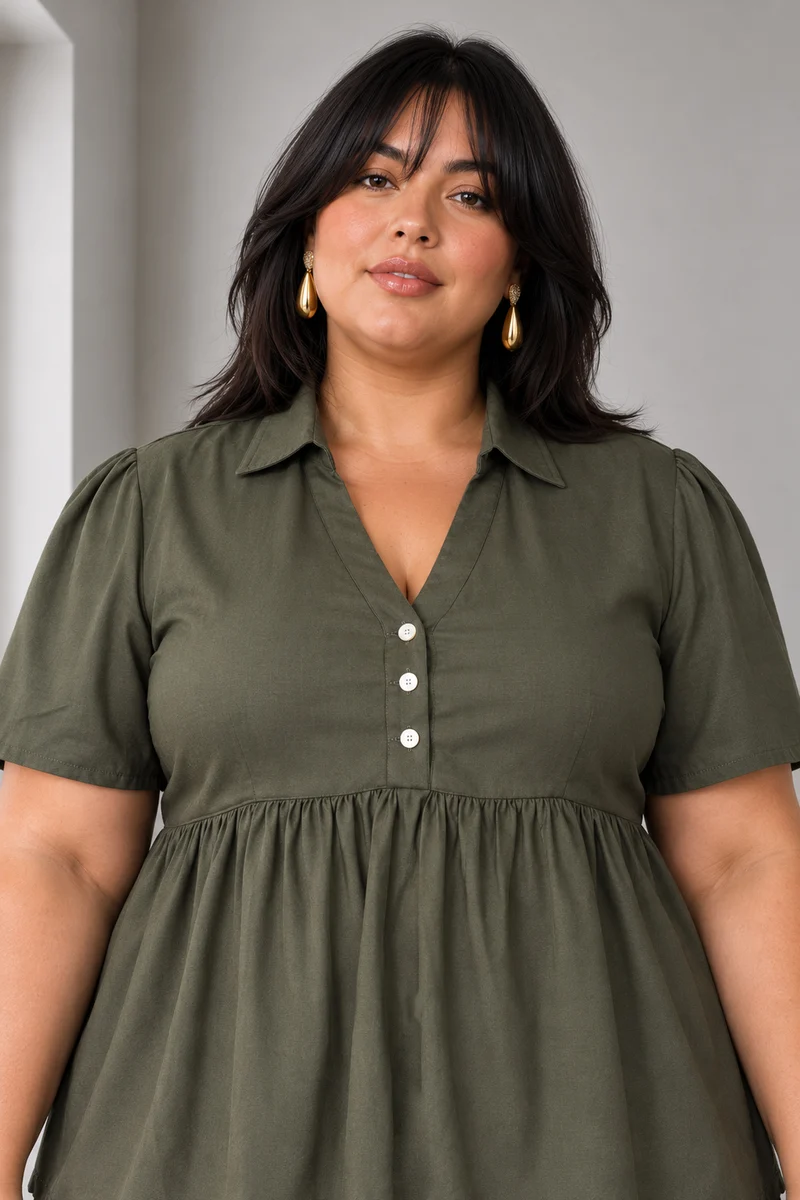 Liset|Viscose Peplum Top With Lace