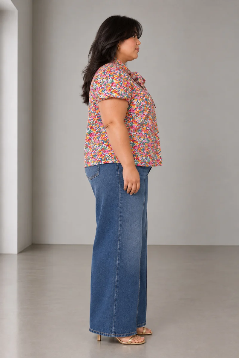 Zivah|Cotton Tie Up Shirt With Flare Sleeve