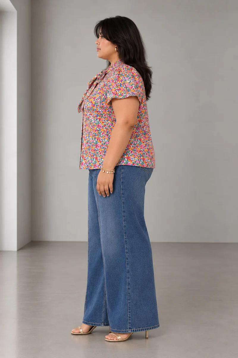 Zivah|Cotton Tie Up Shirt With Flare Sleeve