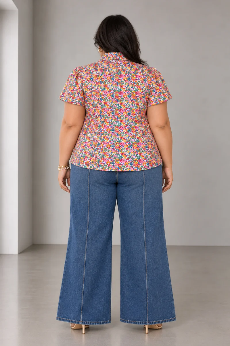 Zivah|Cotton Tie Up Shirt With Flare Sleeve