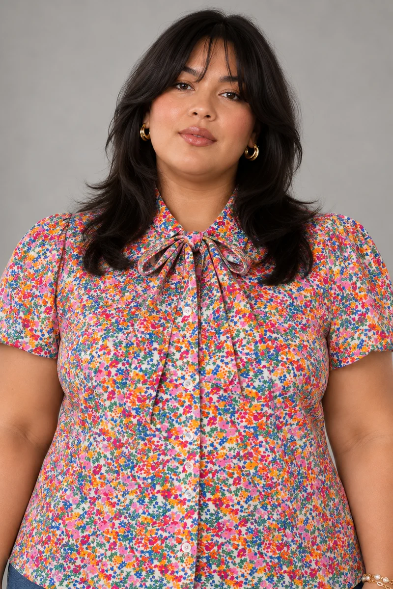 Zivah|Cotton Tie Up Shirt With Flare Sleeve
