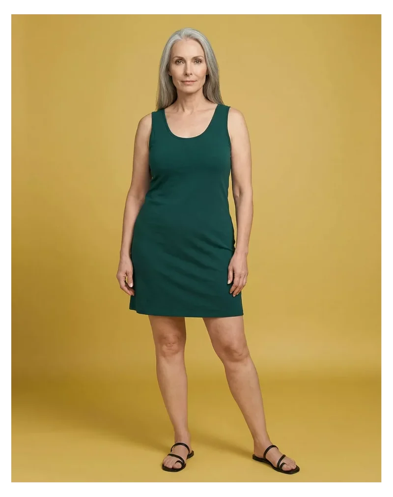 Robe sans manche vert cyprès