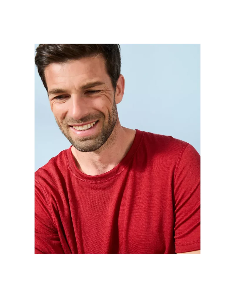 T-shirt laine merinos Homme rouge