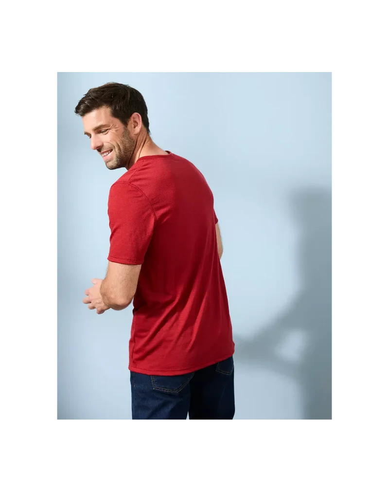 T-shirt laine merinos Homme rouge