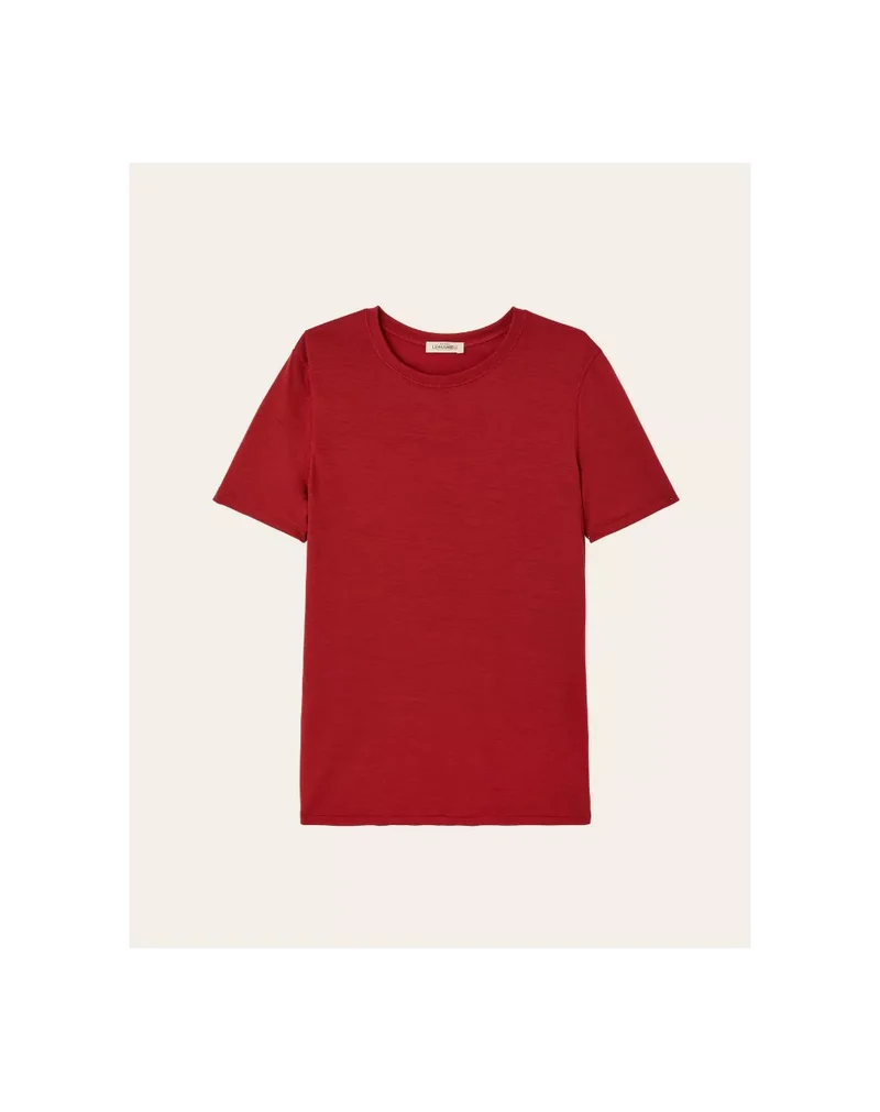 T-shirt laine merinos Homme rouge