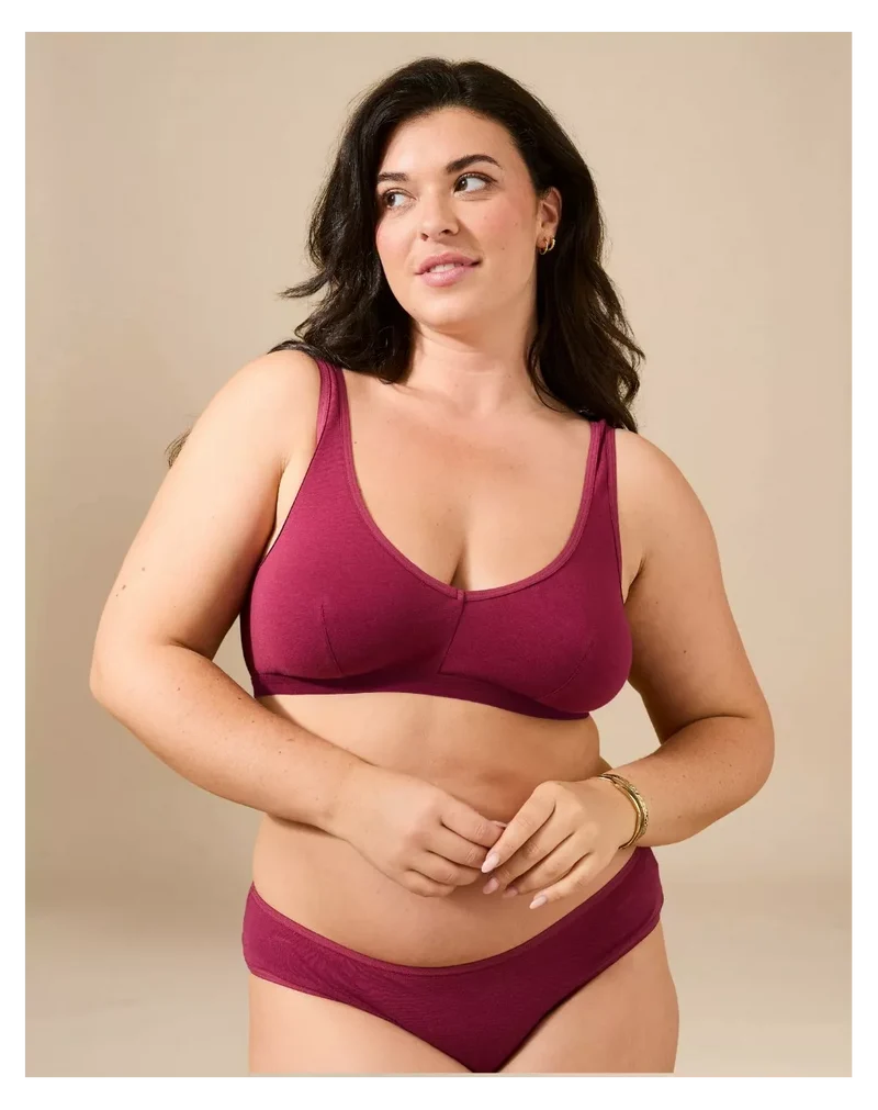 Pack Culotte & Brassière Bordeaux à Pince — Coton Bio