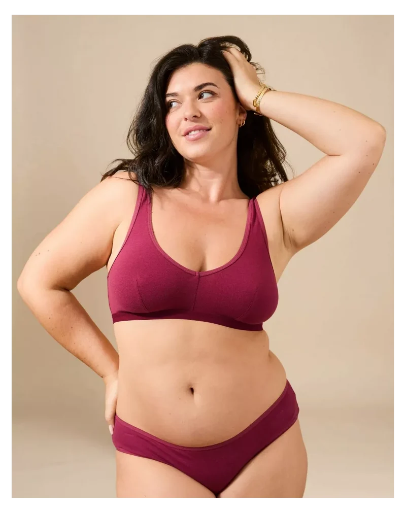 Pack Culotte & Brassière Bordeaux à Pince — Coton Bio