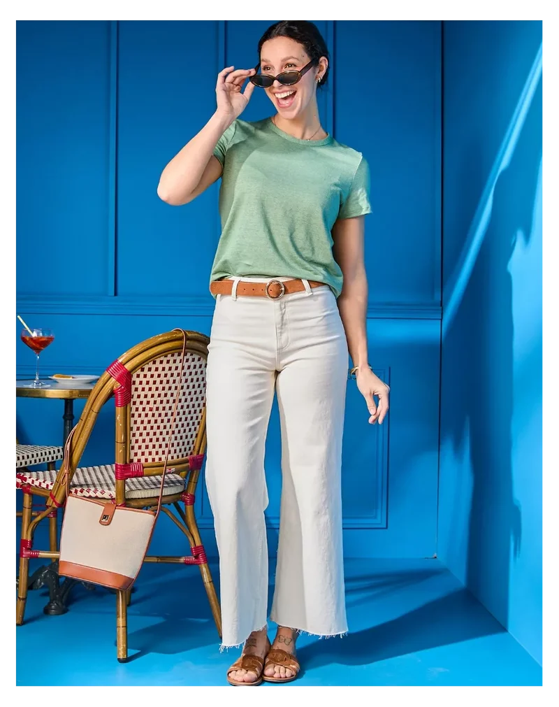 T-shirt en lin femme vert