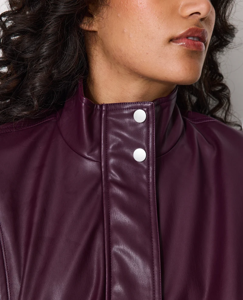 Veste en simili col montant