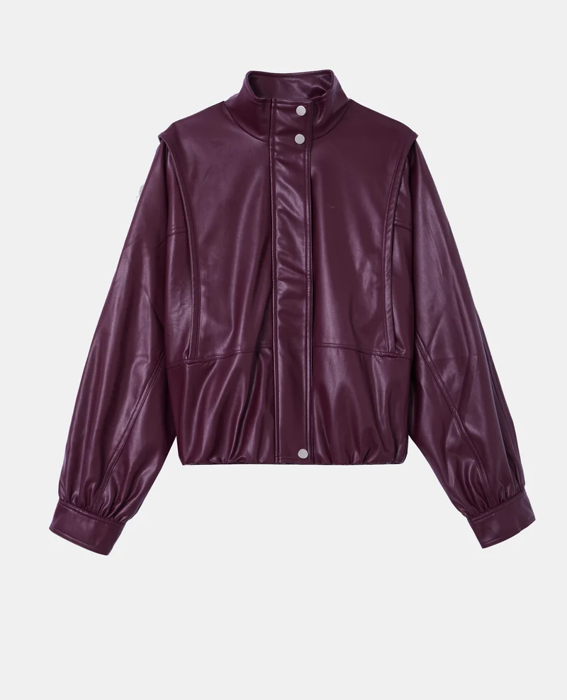 Veste en simili col montant