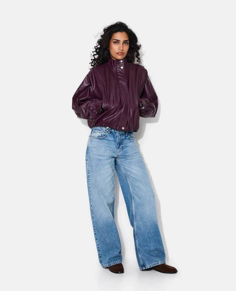 Veste en simili col montant