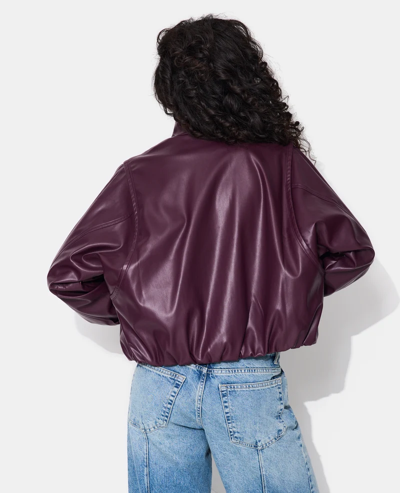 Veste en simili col montant
