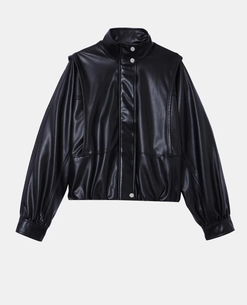 Veste en simili col montant