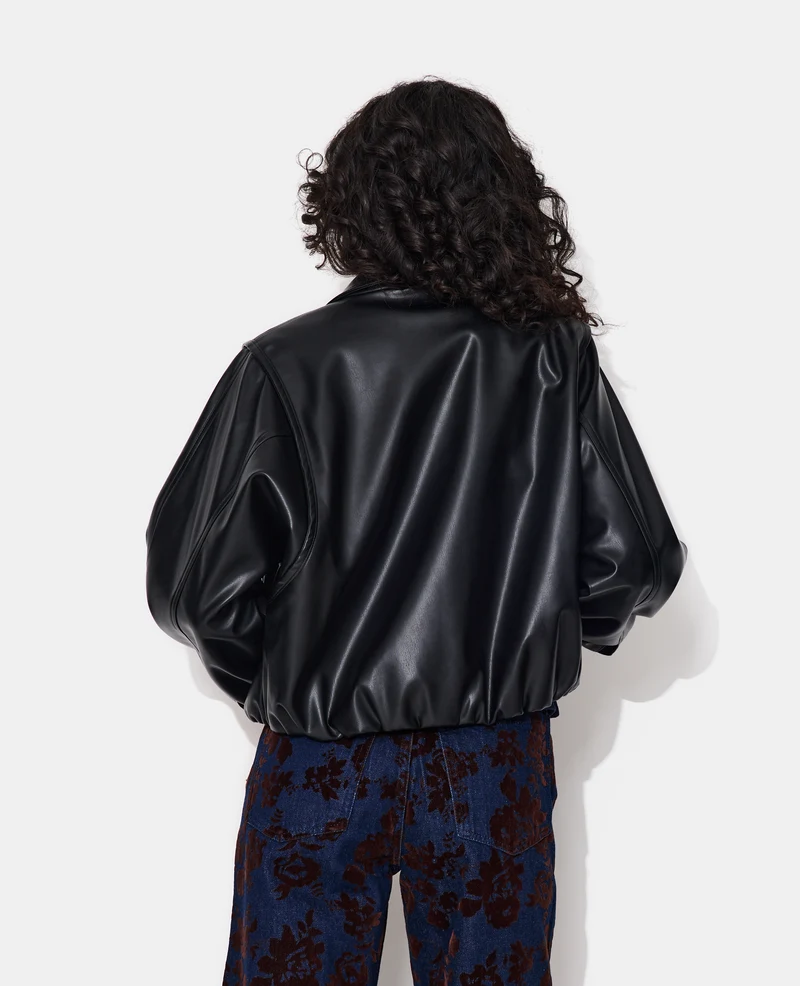 Veste en simili col montant