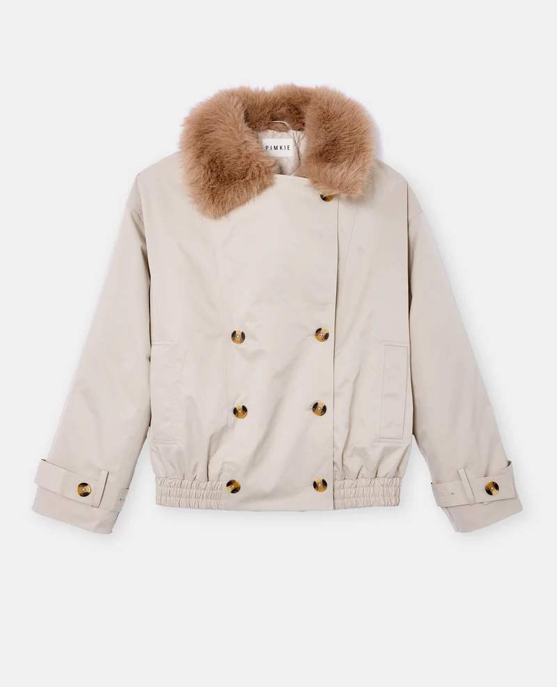 Blouson esprit trench avec col fourrure