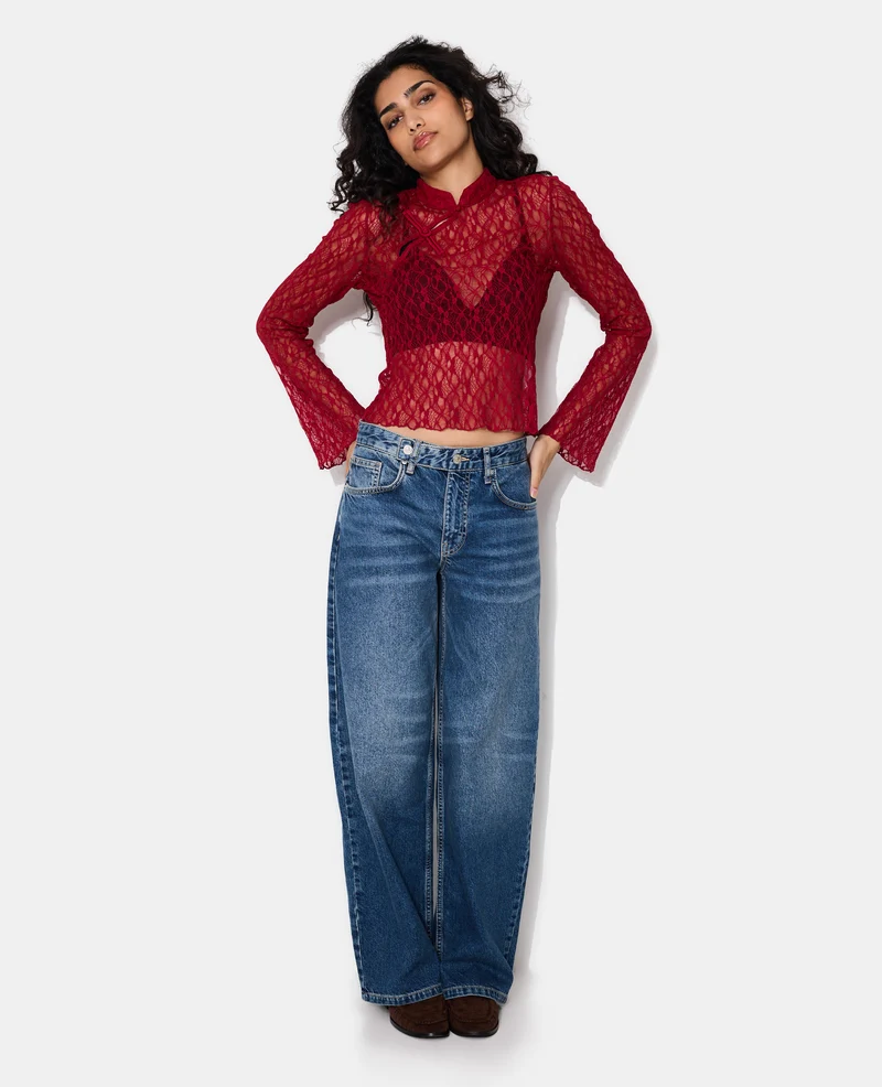 Top en dentelle esprit asiatique