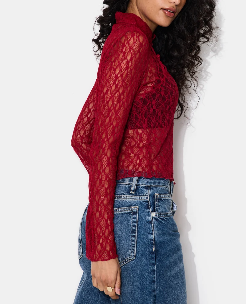 Top en dentelle esprit asiatique