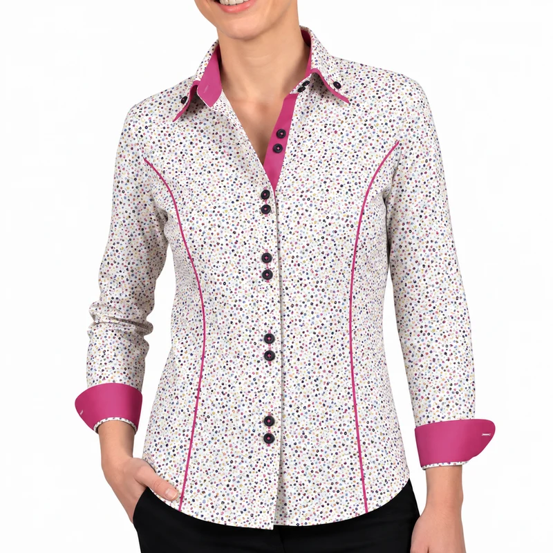 Chemise femme cintrée double col tissu imprimé ROMMY2 Andrew Mc Allister