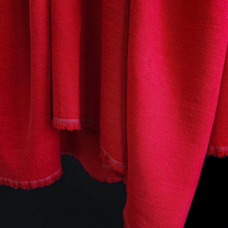 Tissu mélange rayonne et lin | Certifié OEKO-TEX | Rouge | 135 cm | Fin de rouleau