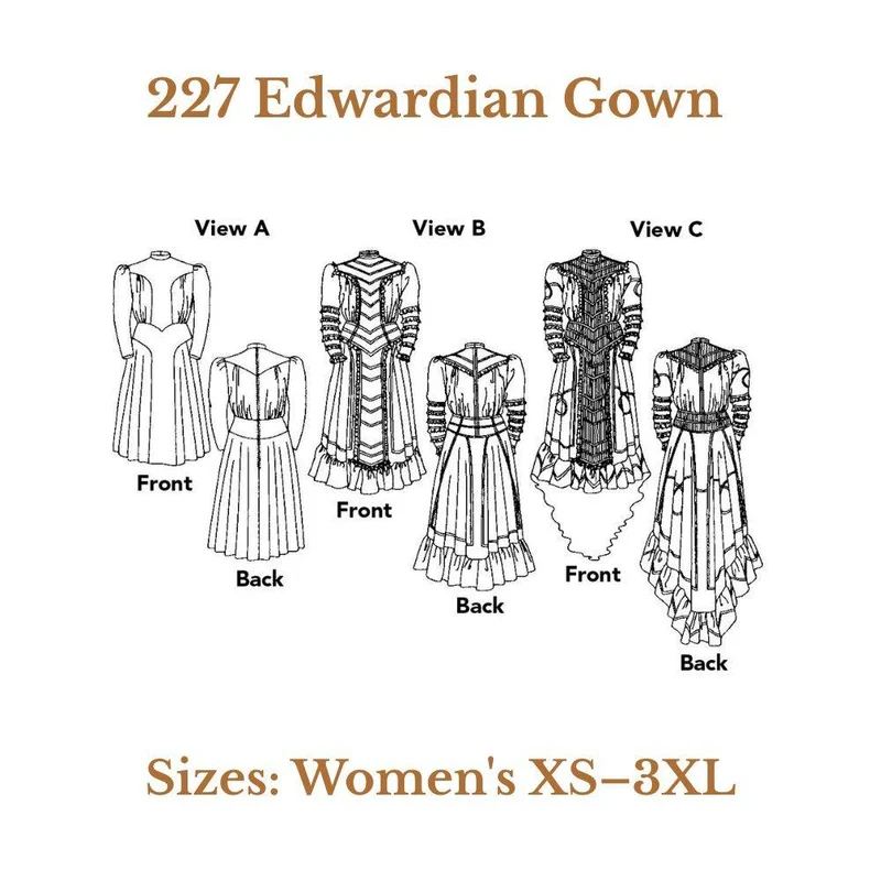 PATRON DE COUTURE PDF | 227 Robe édouardienne | Folkwear