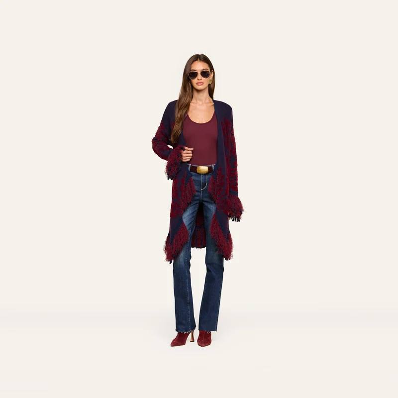 Naiad Jacquard Fringe Cardigan