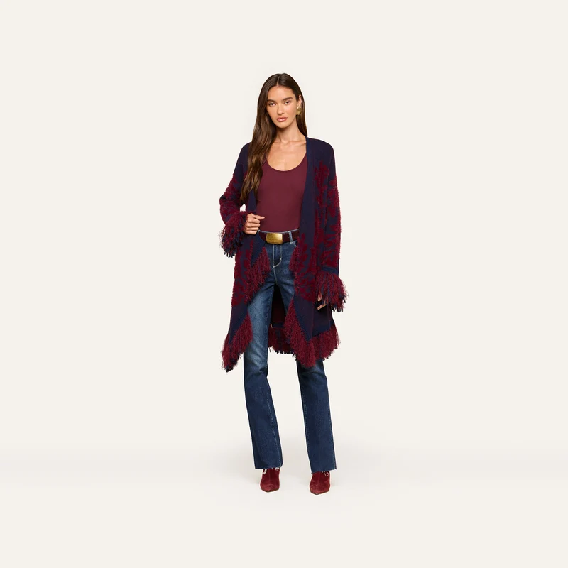 Naiad Jacquard Fringe Cardigan