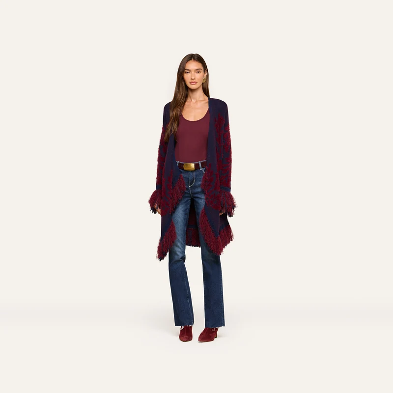 Naiad Jacquard Fringe Cardigan