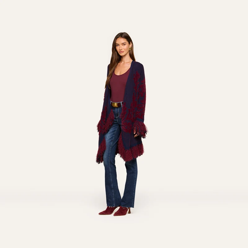 Naiad Jacquard Fringe Cardigan