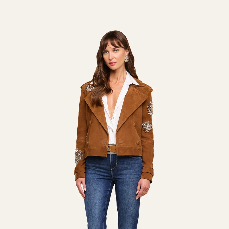 Xoey Cropped Crystal Trench Coat