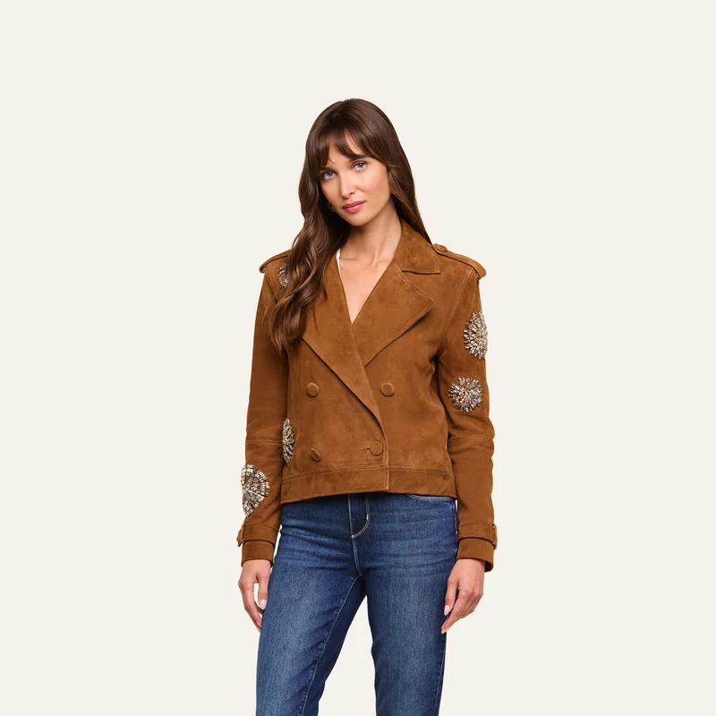 Xoey Cropped Crystal Trench Coat