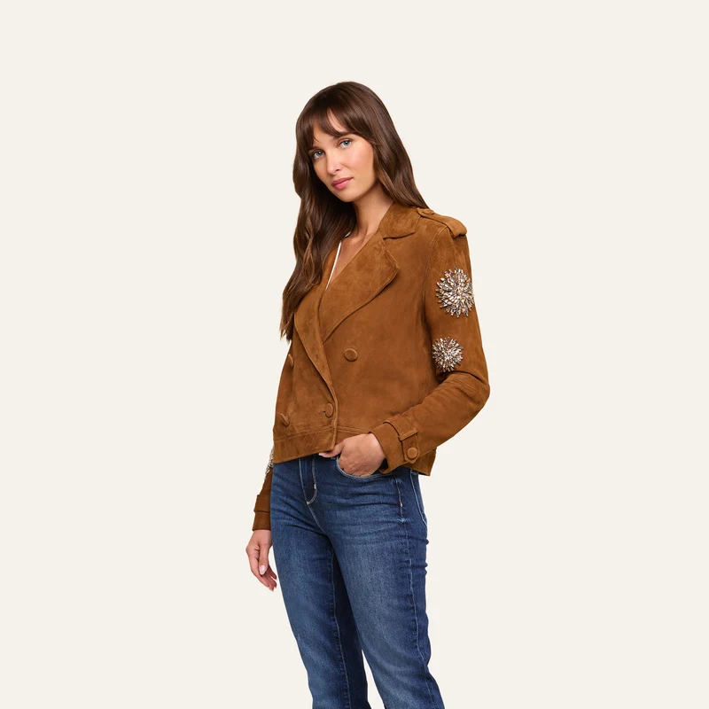 Xoey Cropped Crystal Trench Coat