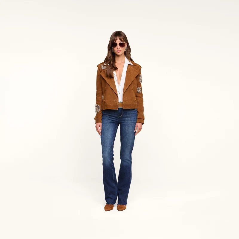 Xoey Cropped Crystal Trench Coat