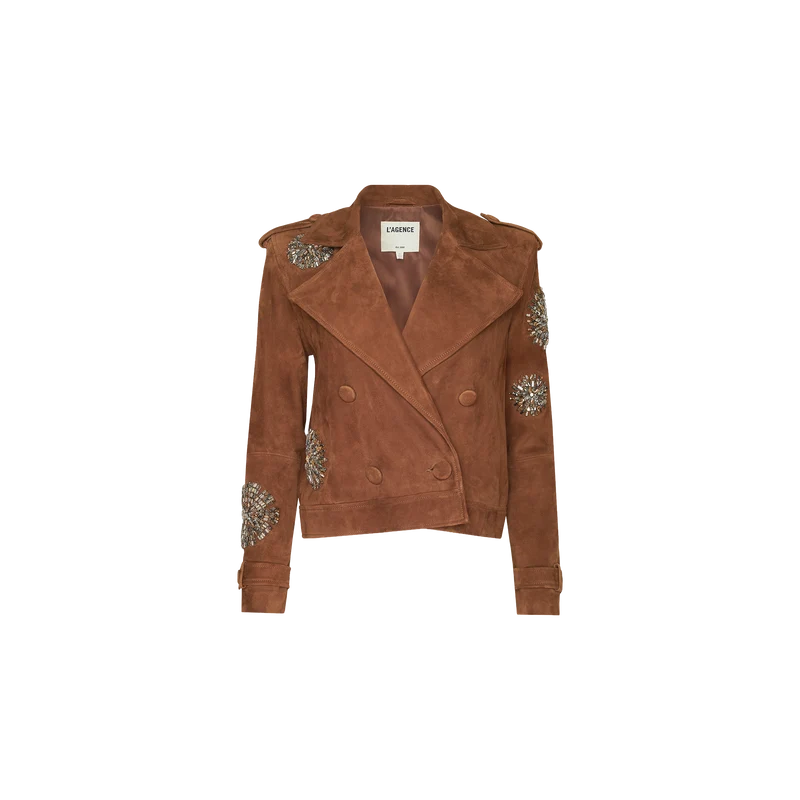 Xoey Cropped Crystal Trench Coat