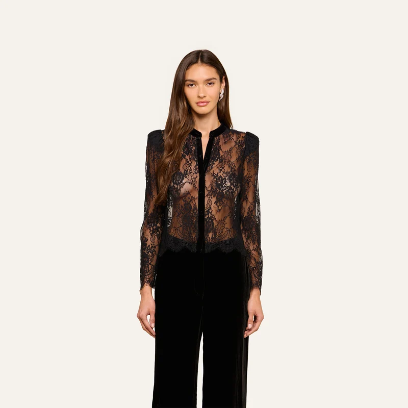 Dorothea Velvet Lace Blouse