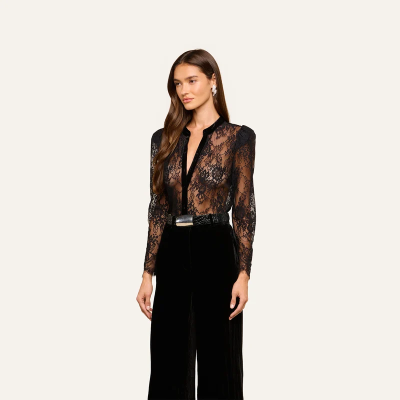 Dorothea Velvet Lace Blouse